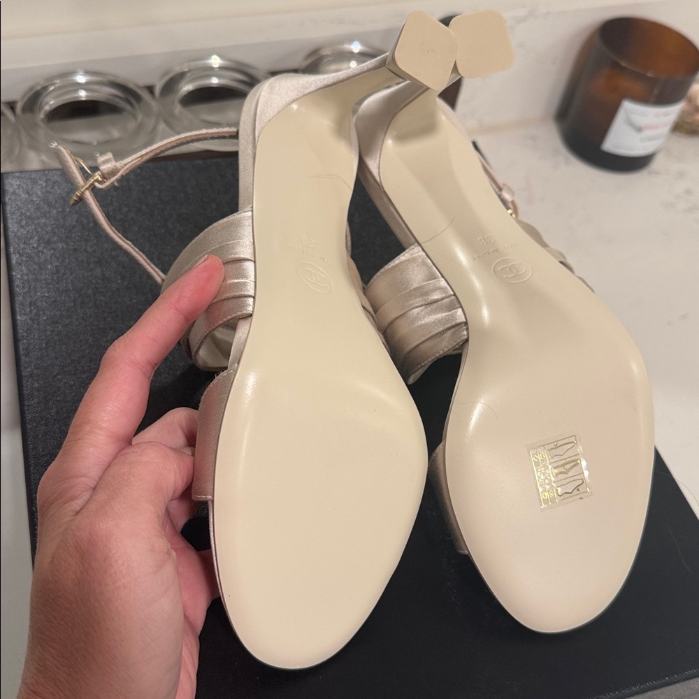 CHANEL Women's Gold Strappy Heels - Picture 6 of 7